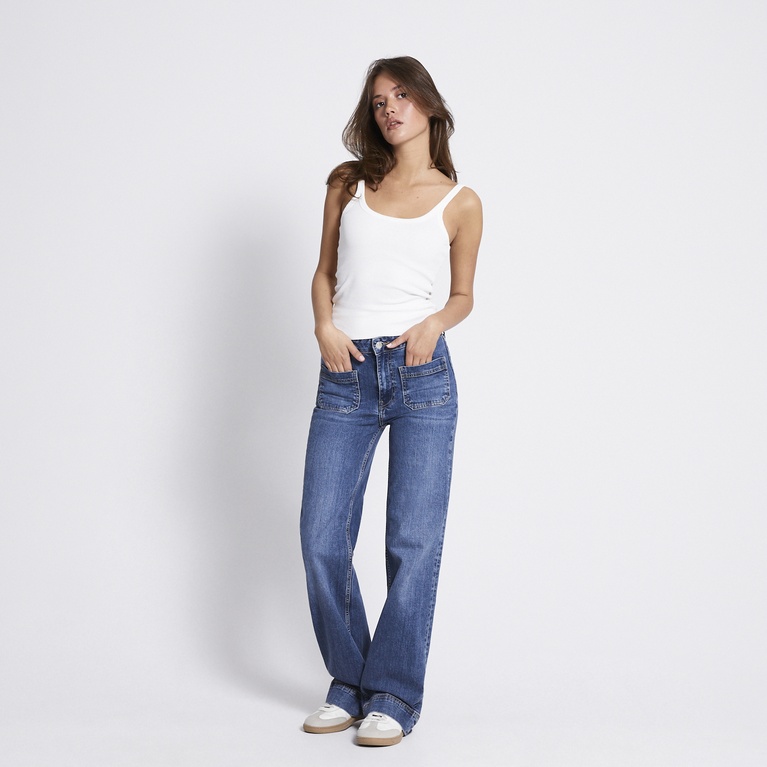 Mid waist bootcut jeans "Upper" Mid wash